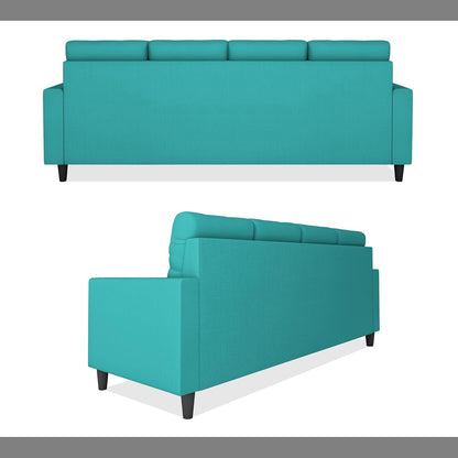 Adorn India Darcy L Shape 5 Seater Sofa Set (LHS) (Aqua Blue) (3 Year Warranty)