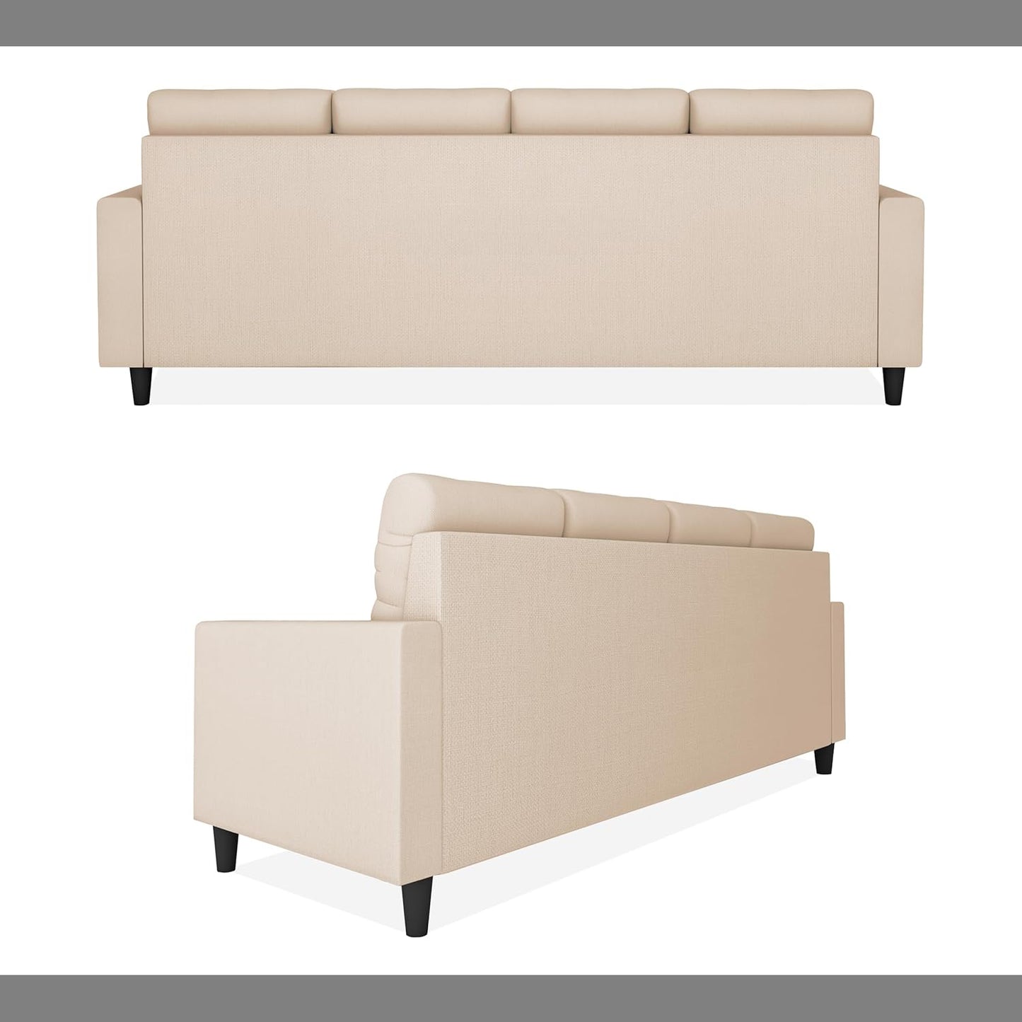 Adorn India Darcy L Shape 5 Seater Sofa Set (Lhs) (Beige) (3 Year Warranty)