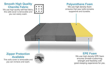 Adorn India Easy 4 Seater Sofa Cum Bed Alyn 6'x 6' (Grey)
