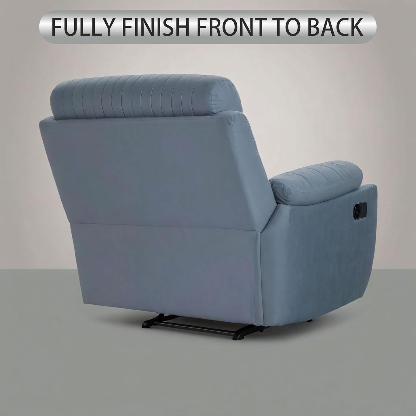 Adorn India Premium Majestic 1 Seater Recliner Manual Sofa Chair | Grey Suede Velvet Fabric | Soft Padded Back Rest & Handrest | Living Room Recliner Chair | 3 Years Warranty
