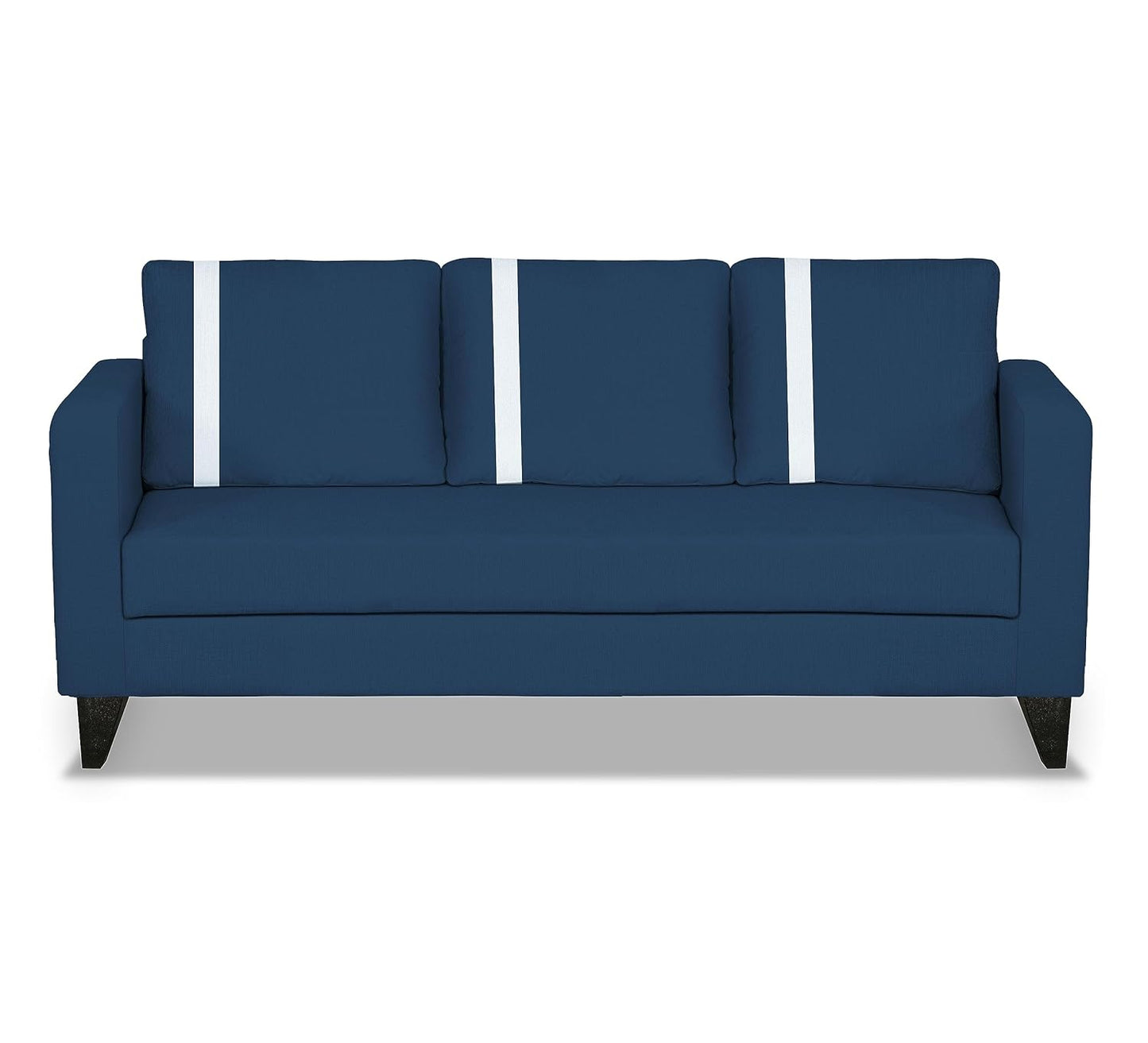 Adorn India Wood Chandler Plus 3 Seater Sofa (Blue), 3-Person Sofa