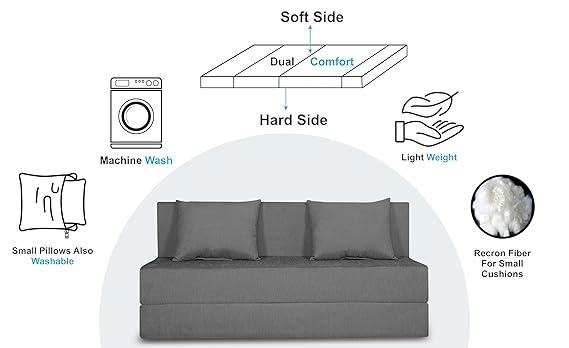Adorn India Easy 4 Seater Sofa Cum Bed Alyn 6'x 6' (Grey)
