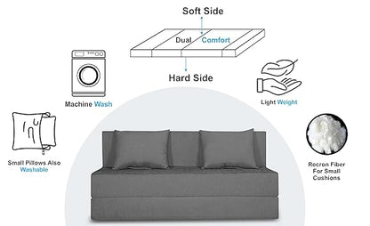 Adorn India Easy 4 Seater Sofa Cum Bed Alyn 6'x 6' (Grey)