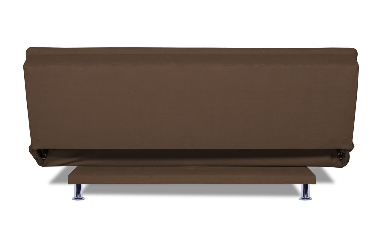 Adorn India Aspen 3 Seater Sofa Cum Bed Single Tone Fabric (Brown) (3 Year Warranty)