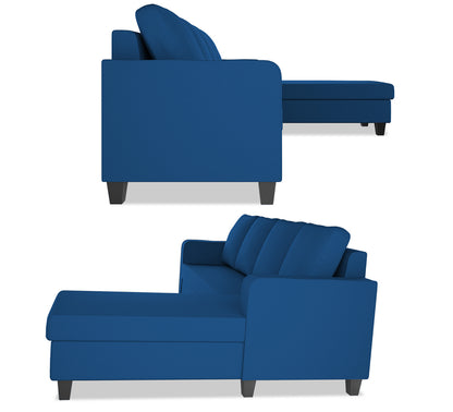 Adorn India Chandler Plain L Shape 6 Seater Sofa Set RHS (Blue) (3 Year Warranty)