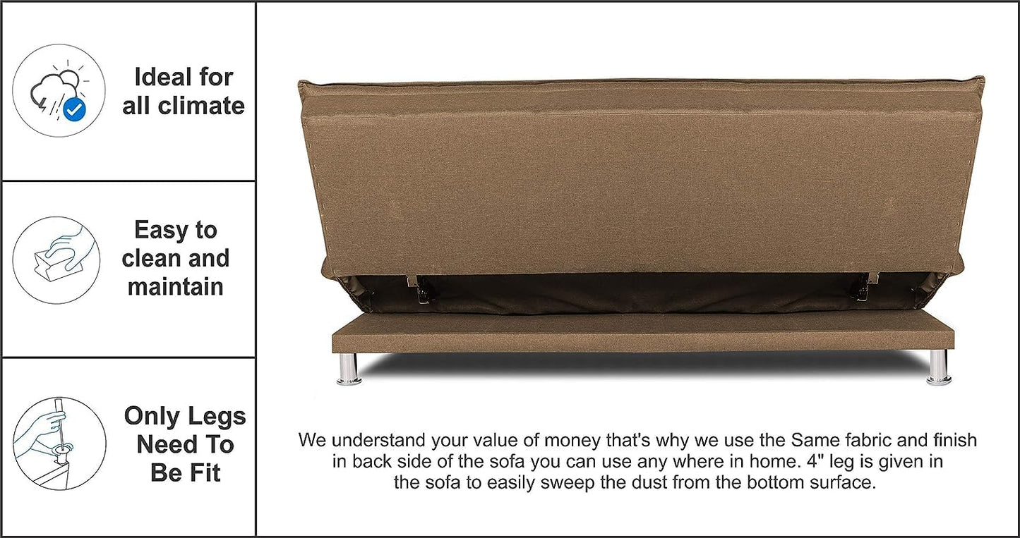 Adorn India Arden 4 Seater Plain Sofa Cum Bed 4 x 6 (Camel) (3 Year Warranty)