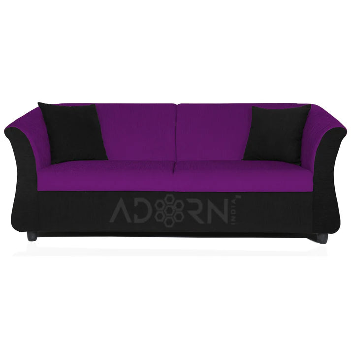 Adorn India Acura 3 Seater Sofa (Brown & Beige)