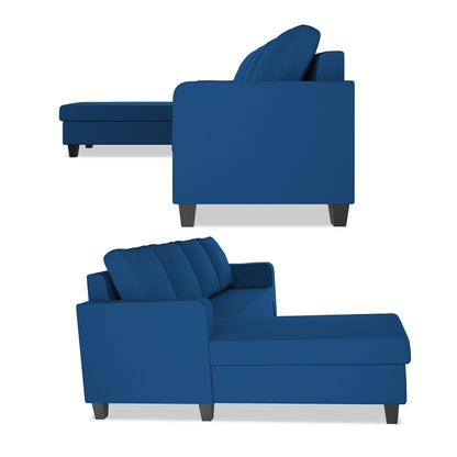 Adorn India Chandler Plain L Shape 6 Seater Sofa Set Lhs (Blue) (3 Year Warranty)