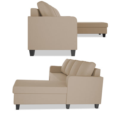 Adorn India Chandler Plain L Shape 6 Seater Sofa Set RHS (Beige) (3 Year Warranty)