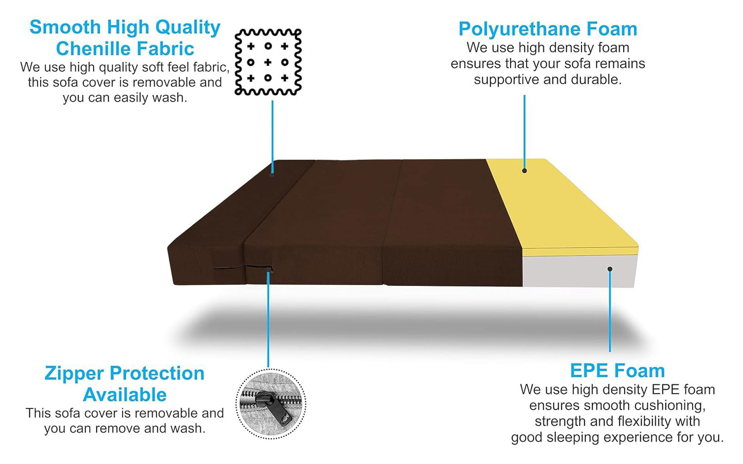 Adorn India Easy Alyn Plus Stripes 3 Seater Sofa Cum Bed (5X6) (Brown) (1 Year Warranty)