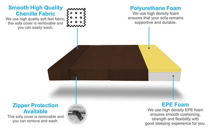 Adorn India Easy Alyn Plus Stripes 3 Seater Sofa Cum Bed (5X6) (Brown) (1 Year Warranty)
