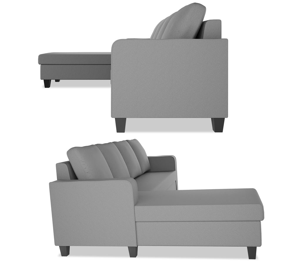 Adorn India Chandler Plain L Shape 6 Seater Sofa Set Lhs (Grey) (3 Year Warranty)