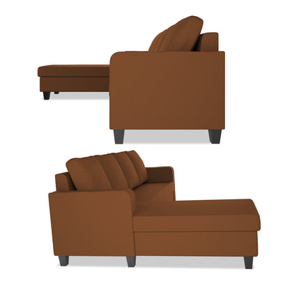 Adorn India Chandler Plain L Shape 6 Seater Sofa Set Lhs (Brown) (3 Year Warranty)