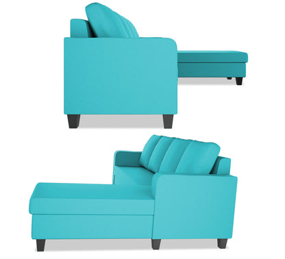 Adorn India Chandler Plain L Shape 6 Seater Sofa Set RHS (Aqua Blue) (3 Year Warranty)