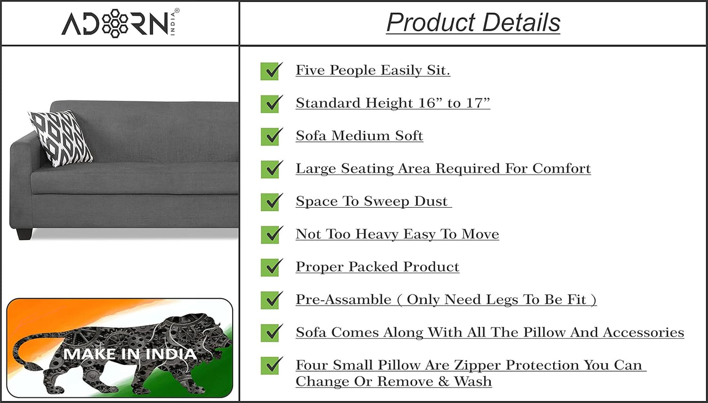 Adorn India Blazer 3-1-1 5 Seater Sofa Set (Grey)