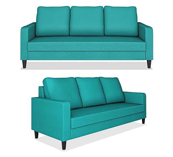 Adorn India Chandler Decent 3+1+1 5 Seater Sofa Set (Aqua Blue) (3 Year Warranty)