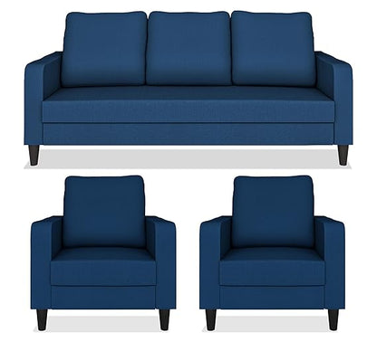 Adorn India Chandler Decent 3+1+1 5 Seater Sofa Set (Blue)(3 Year Warranty)