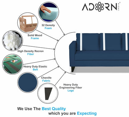 Adorn India Chandler Plus 2 Seater Sofa (Blue) (3 Year Warranty)
