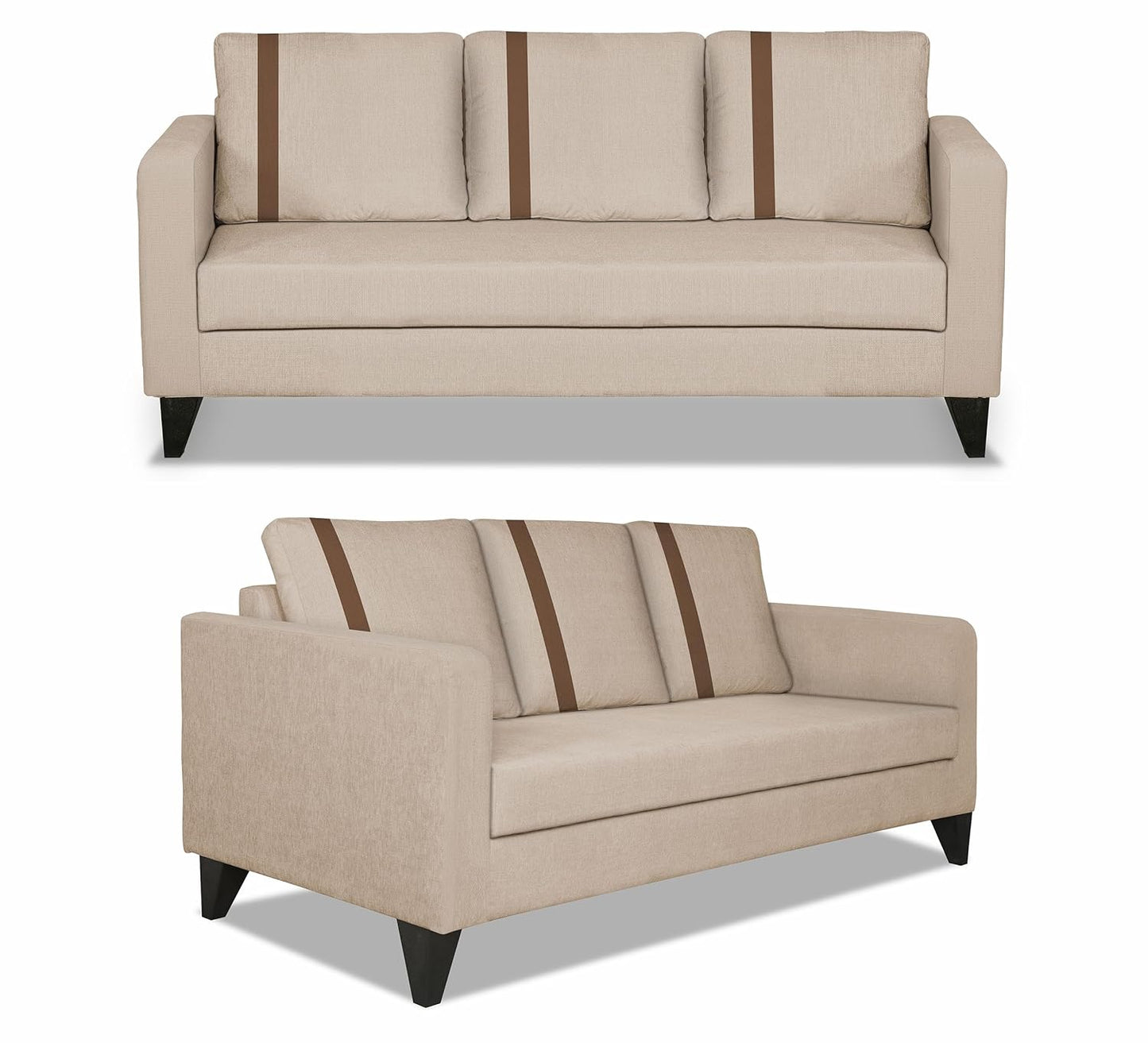 Adorn India Chandler Plus 3+2+1 6 Seater Sofa Set (Beige) (3 Year Warranty)