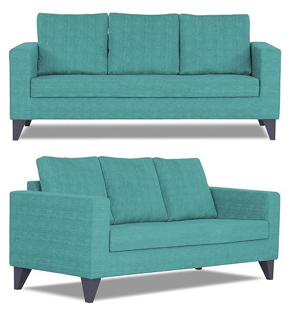 Adorn India Hallton Plain 3+1+1 5 Seater Sofa Set (Aqua Blue) (3 Year Warranty)