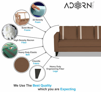 Adorn India Wood Chandler Plus 3 Seater Sofa (Brown), 3-Person Sofa