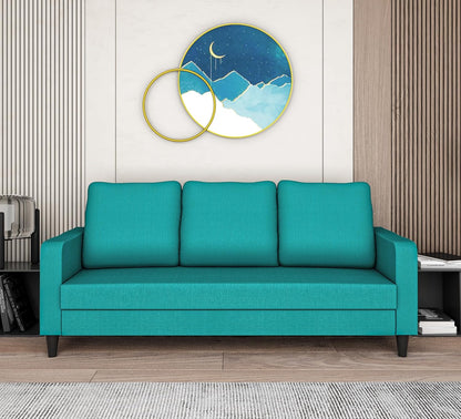 Adorn India Chandler Decent 3 Seater Sofa (Aqua Blue) (3 Year Warranty)