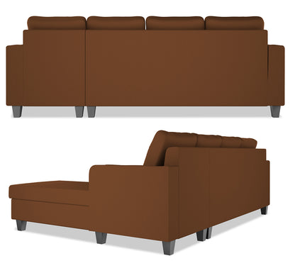 Adorn India Chandler Plain L Shape 6 Seater Sofa Set RHS (Brown) (3 Year Warranty)