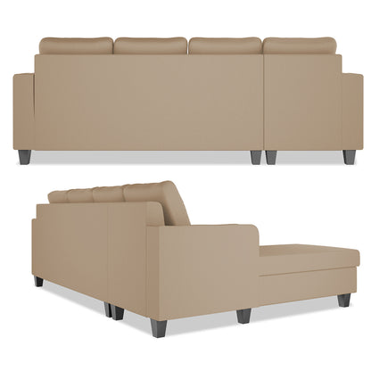 Adorn India Chandler Plain L Shape 6 Seater Sofa Set Lhs (Beige) (3 Year Warranty)