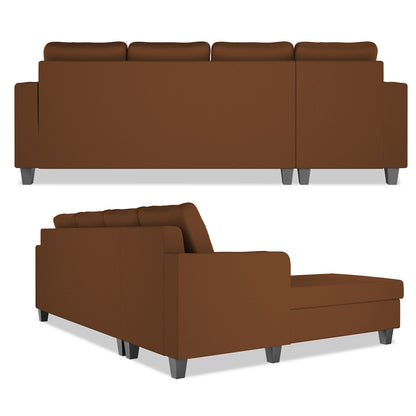 Adorn India Chandler Plain L Shape 6 Seater Sofa Set Lhs (Brown) (3 Year Warranty)