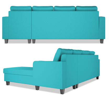 Adorn India Chandler Plain L Shape 6 Seater Sofa Set RHS (Aqua Blue) (3 Year Warranty)