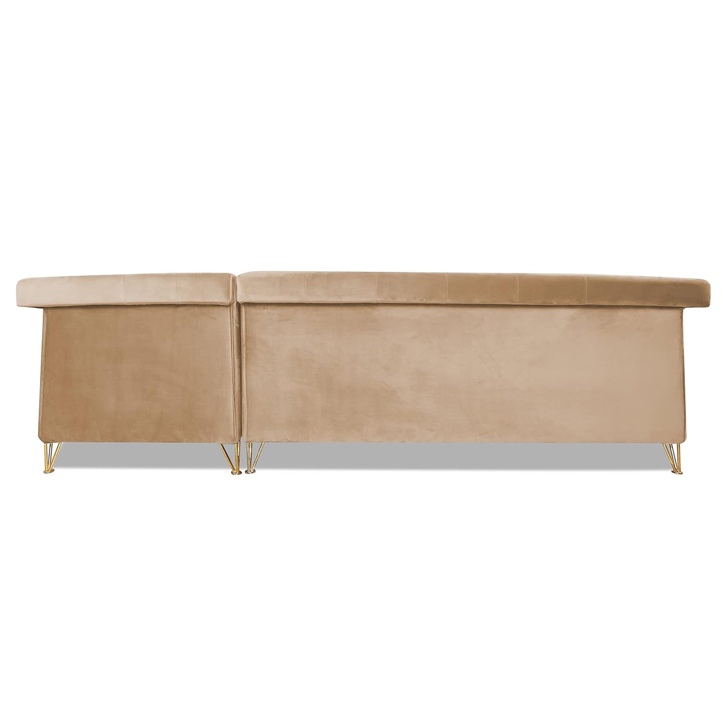 Adorn India Premium Raygan L Shape 6 Seater Sofa Set Right Side (Velvet Fabric Colour Beige)