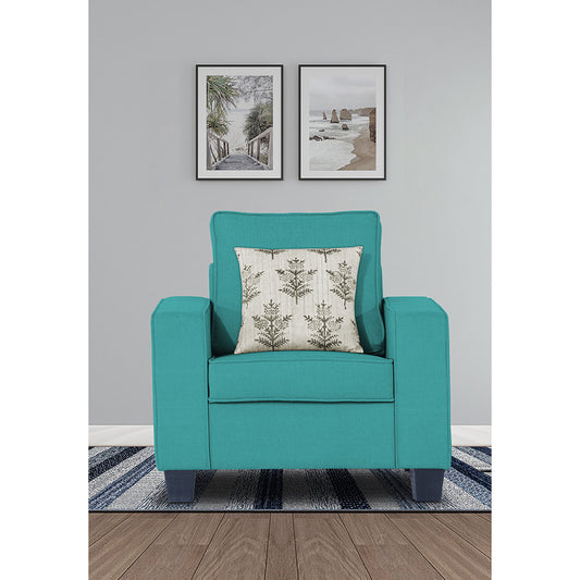 Adorn India Camden 1 Seater Sofa (Aqua Blue) (3 Year Warranty)