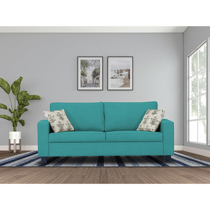 Adorn India Camden 3 Seater Sofa (Aqua Blue) (3 Year Warranty)
