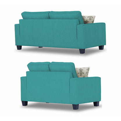 Adorn India Camden 3+2 5 Seater Sofa Set (Aqua Blue) (3 Year Warranty)