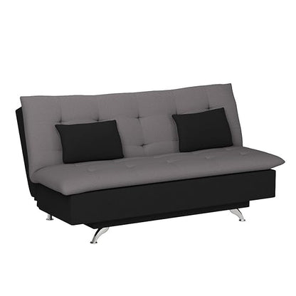 Adorn India Aspen 3 Seater Sofa Cum Bed (Medium Grey & Black) (3 Year Warranty)