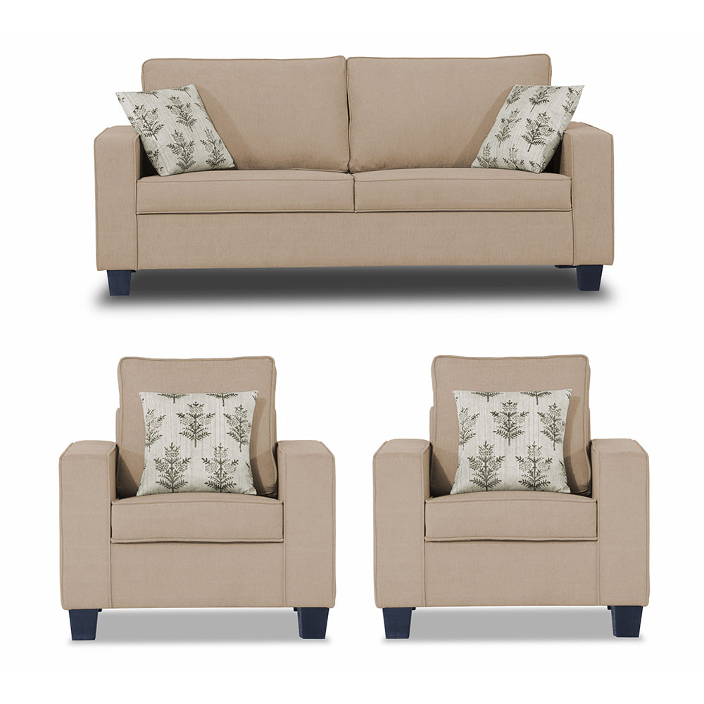 Adorn India Camden 3+1+1 5 Seater Sofa Set (Beige) (3 Year Warranty)