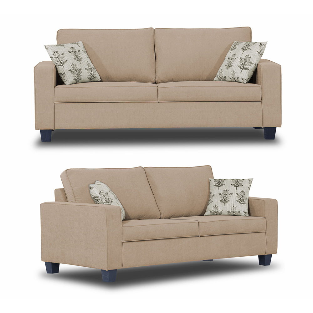 Adorn India Camden 3+1+1 5 Seater Sofa Set (Beige) (3 Year Warranty)