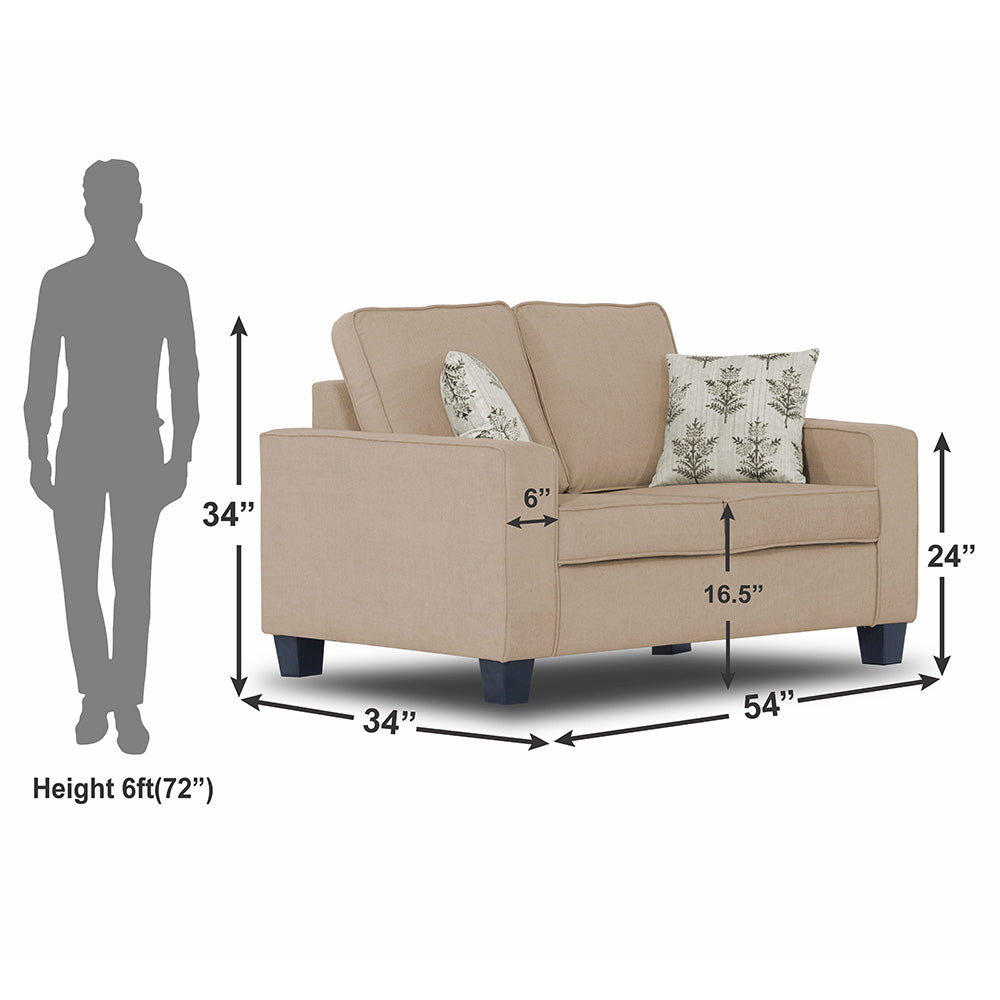 Adorn India Camden 2 Seater Sofa (Beige) (3 Year Warranty)