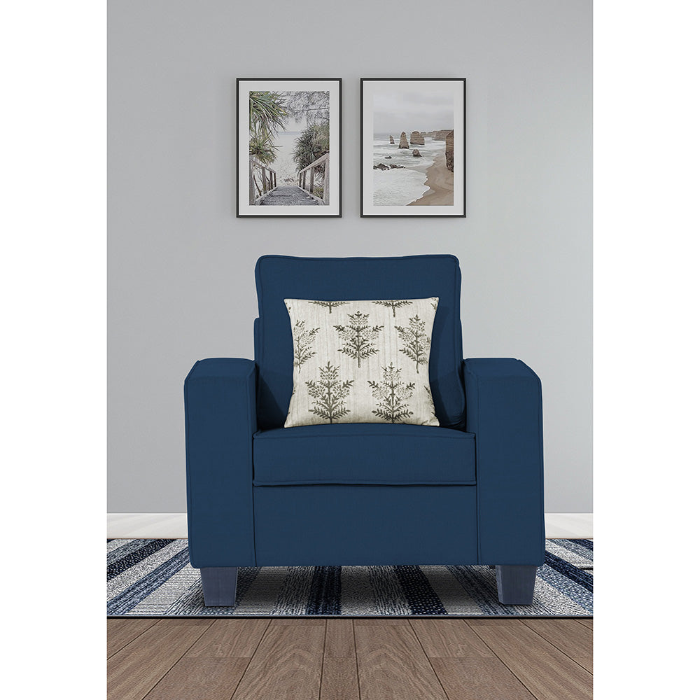 Adorn India Camden 1 Seater Sofa (Blue) (3 Year Warranty)
