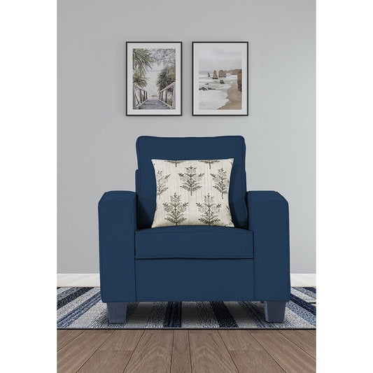 Adorn India Camden 1 Seater Sofa (Blue) (3 Year Warranty)
