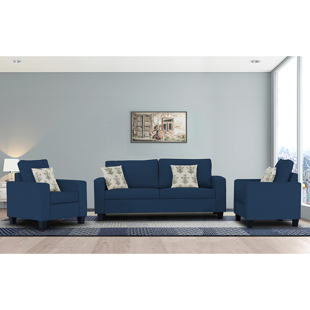 Adorn India Camden 5 Seater 3-1-1 Sofa Set (Blue) (3 Year Warranty)