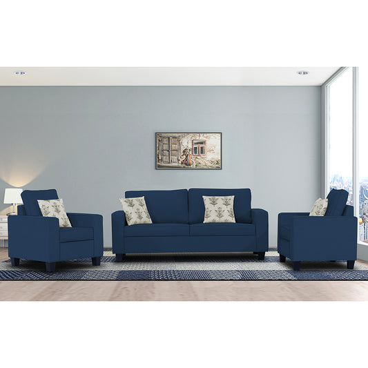 Adorn India Camden 5 Seater 3-1-1 Sofa Set (Blue) (3 Year Warranty)