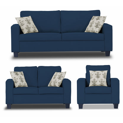 Adorn India Camden 3+2+1 6 Seater Sofa Set (Blue) (3 Year Warranty)
