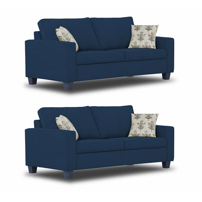 Adorn India Camden 3+2 5 Seater Sofa Set (Blue) (3 Year Warranty)