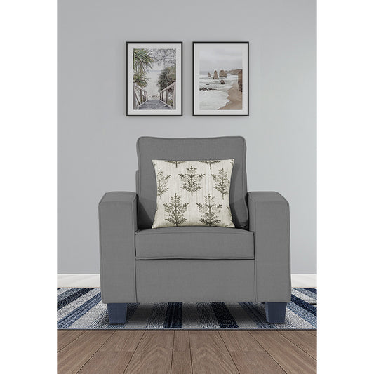 Adorn India Camden 1 Seater Sofa (Grey) (3 Year Warranty)