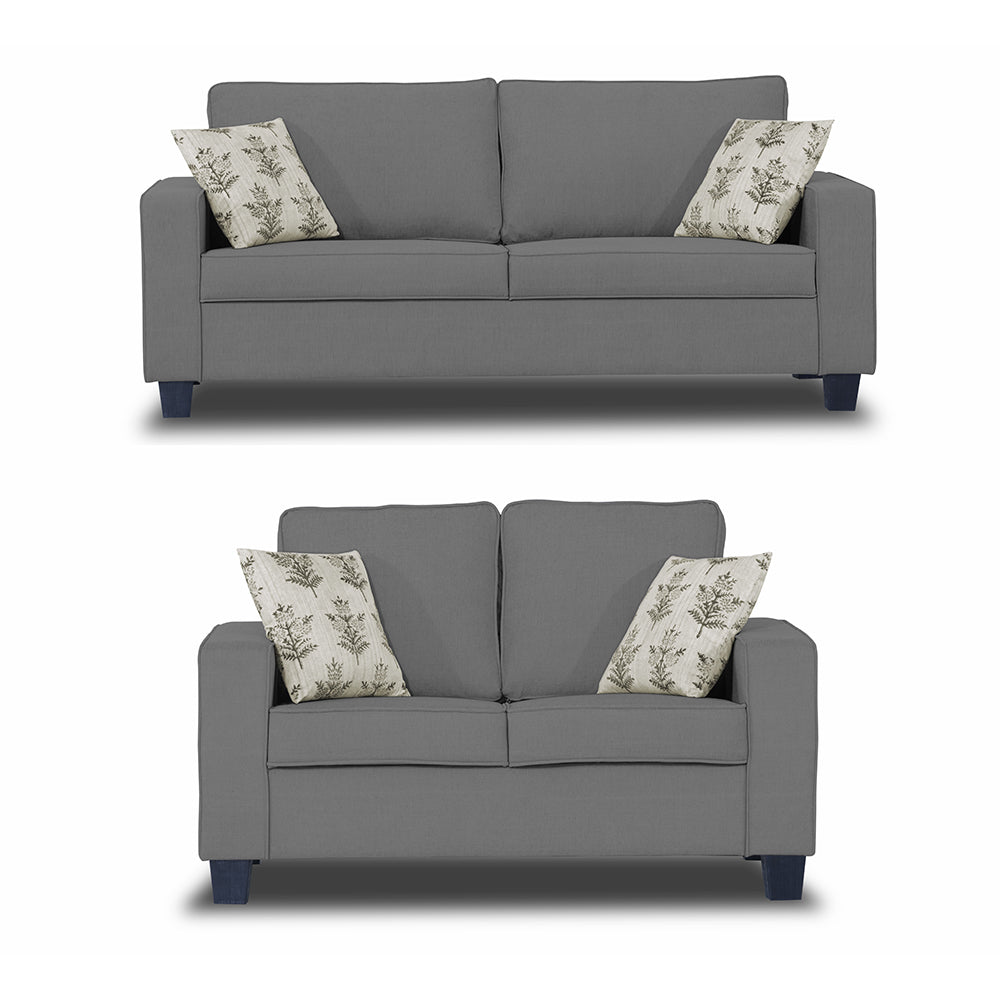 Adorn India Camden 3+2 5 Seater Sofa Set (Grey) (3 Year Warranty)
