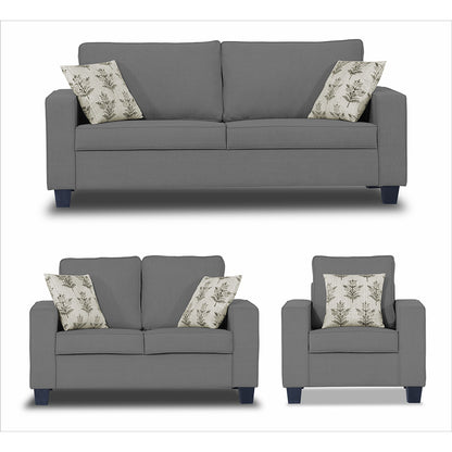 Adorn India Camden 3+2+1 6 Seater Sofa Set (Grey) (3 Year Warranty)