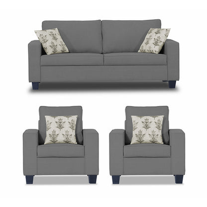 Adorn India Camden 3+1+1 5 Seater Sofa Set (Grey) (3 Year Warranty)