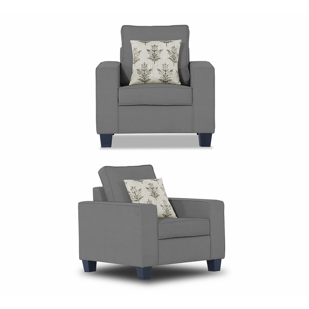 Adorn India Camden 3+1+1 5 Seater Sofa Set (Grey) (3 Year Warranty)