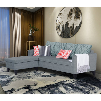 Adorn India Dorothy Blossom L Shape 5 Seater Sofa Set (Left Hand Side) (Grey) (3 Year Warranty)